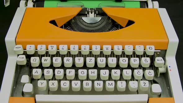 Typewriter Stylish Orange Vintage Mechanical White Keyboard Green Paper