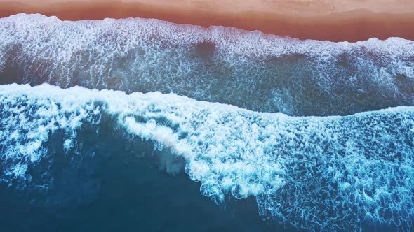 Nature video 4K Aerial view of drone. Scene of top view beach and seawater on sandy beach in summer. alt