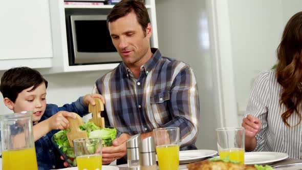 Family having healthy meal together at home alt