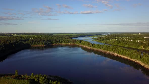 Flooded Quarry And The Western Dvina River Near The Village Of Ruba alt