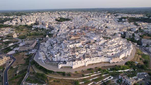 4K Aerial of Ostuni, 'the White Town' in Apulia, South of Italy. alt