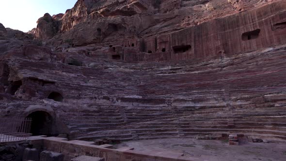 Ancient Petra Theater With Visible Auditorium Which Consists of Three Horizontal Sections of Seats alt