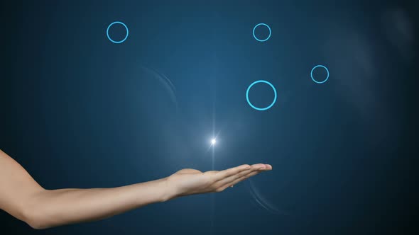 Hand holding digitally generated icons alt