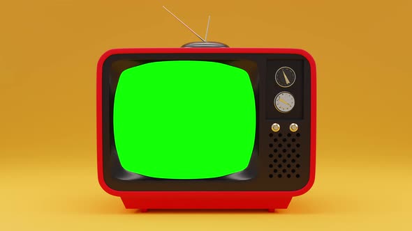 Vintage Tv Turn On And Off With Bad Signal Noise Glitch And Green Screen 4k