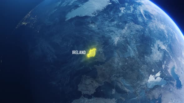 Earh Zoom In Space To Ireland Country Alpha Output