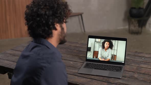Indian Man Has Virtual Meeting with a Friend Girlfriend or Female Colleague alt