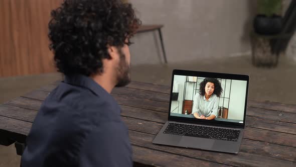 Indian Man Has Virtual Meeting with a Friend Girlfriend or Female Colleague