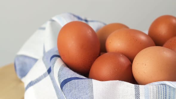 Close Up of Fresh Farmer's Eggs on Market Display