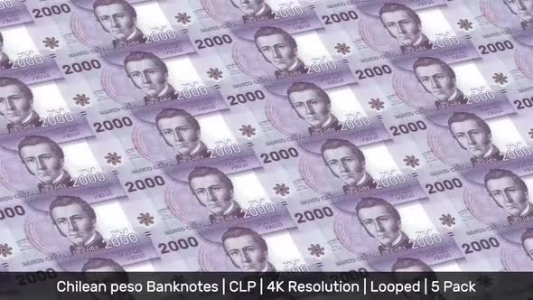 Chile Banknotes Money / Chilean peso / Currency $ / CLP/ | 5 Pack | - 4K alt