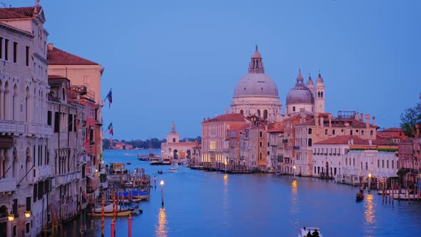 View of Venice Grand Canal and Santa Maria Della Salute Church in the Evening alt
