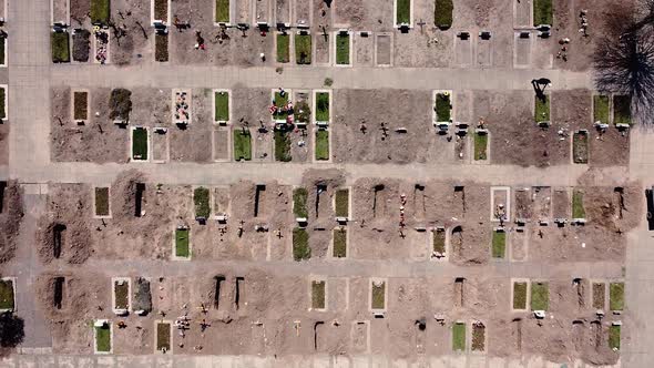 Cemetery Open Graves Drone View