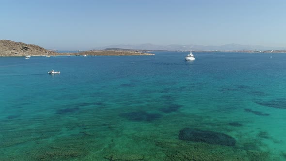 Monastiri beach on the island of Paros in the Cyclades in Greece seen from th alt