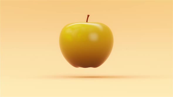 Animation 3D Apple Spinning in the Air