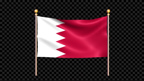 Flag Of Bahrain Waving In Double Pole Looped alt