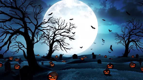 Halloween Moon and Cemetry