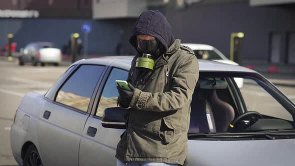 Man In Respirator Gas Mask