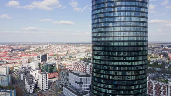 Aerial View of Modern Office Building with Big Windows