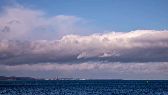 Clouds Over Sea Timelapse. Clouds Rolling Over Sea And Coastline of Baltic Sea in Gdansk Poland