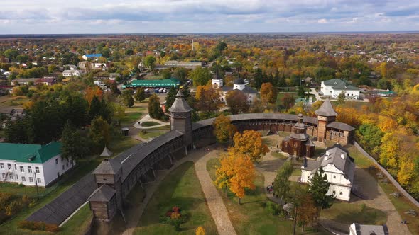 Beautiful Panoramic View of Ukraine Wooden Fortress in Baturin alt