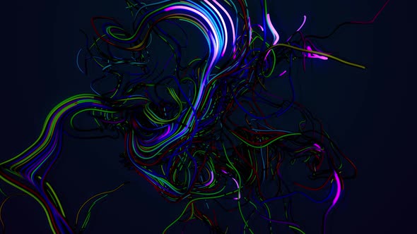 Multicolor Flash of Curved Lines As Concept of Neural Network or Artificial Intelligence with alt