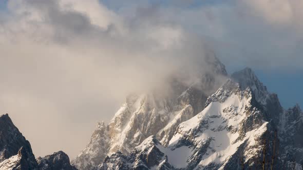 Clouds Rolling Over the Grand Teton Mountains