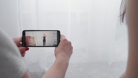 Online Fitness Female Trainer Tutorial Video Home alt