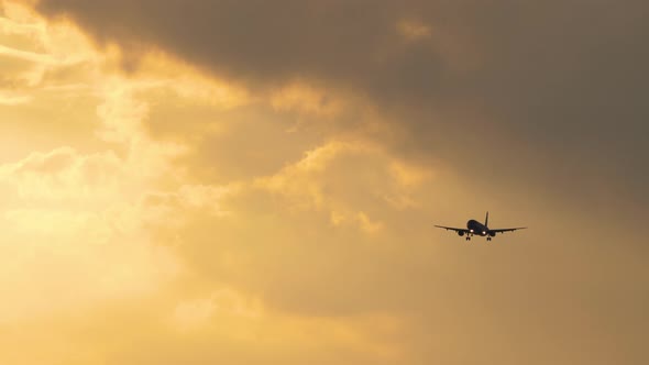 Airplane Silhouette at Sunset