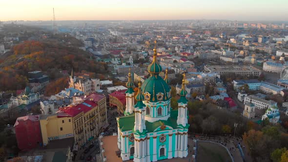 Fly Around St. Andrews Church in Kiev, Ukraine