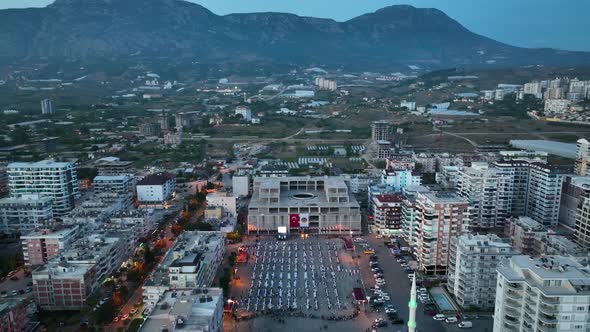 Wedding preparation aerial view Turkey Alanya 4 K alt