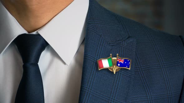 Businessman Friend Flags Pin Italy Australia alt