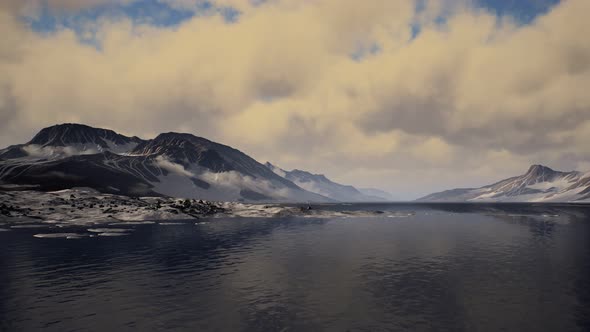 Mountains Covered with Ice in Antarctic Landscape alt
