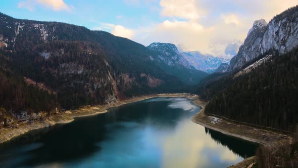 Beautiful Drone View on the Lake Gosausee with Mountains in Austria alt