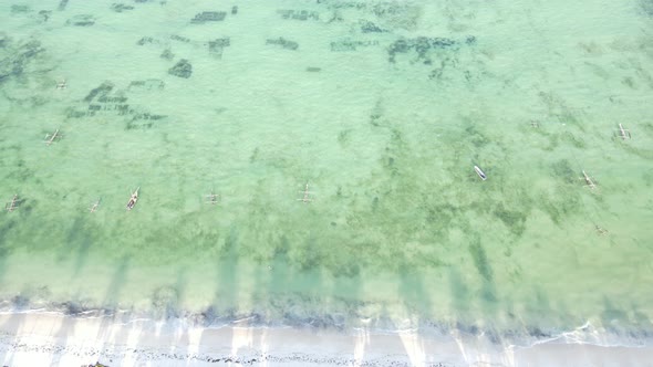 Aerial View of the Indian Ocean Near the Shore of the Island of Zanzibar Tanzania Slow Motion alt