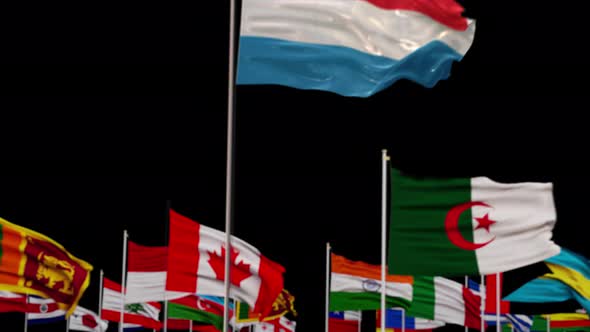 Luxembourg Flag With World Flags In Alpha Channel