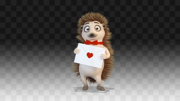 Hedgehog Holding A Letter alt