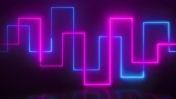 Abstract Geometric Glowing Neon Shape Lines  alt