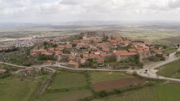 Castelo Rodrigo drone aerial view, in Portugal alt