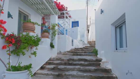 Walking in Naousa Street on Paros Island, Greece alt