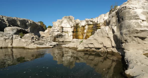 The Sautadet waterfalls, river Ceze, La Roque sur Ceze, Gard department,Occitanie, France alt