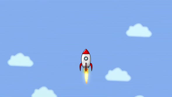 Cartoon  Rocket In The Sky