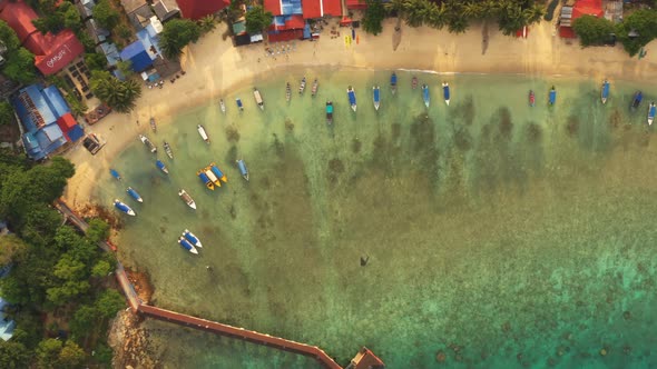 Aerial view of the Perhentian Islands beach in the morning