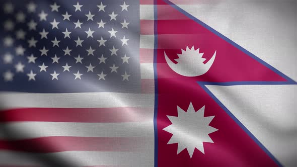 USA Nepal Flag Loop Background 4K, Motion Graphics | VideoHive