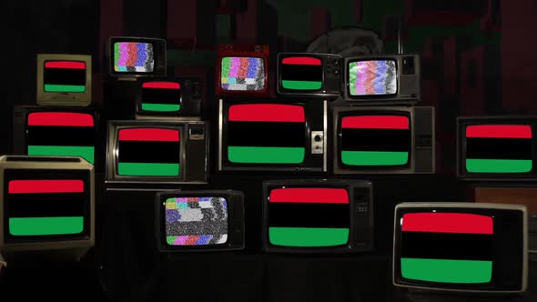 Pan-African flags on Retro Television Stack. alt
