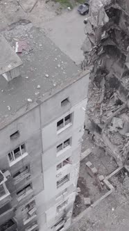 Vertical Video of a House Destroyed By the War in Ukraine alt