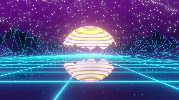 80's Retro Mountain 01 4K, Motion Graphics | VideoHive