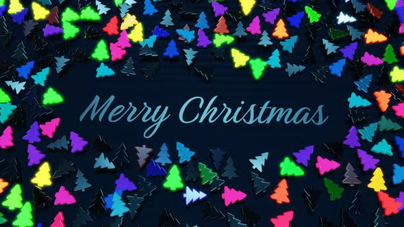 Looped Christmas Card with Merry Christmas Lettering and Garland Bulbs in Form of Christmas Tree alt