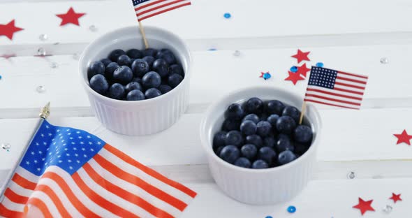 Blueberries in bowl with American flag alt