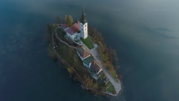 Aerial view of Bled island