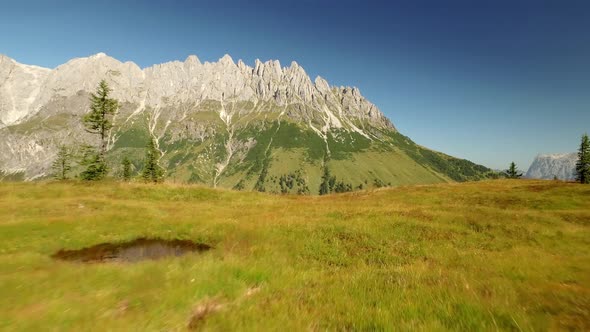 Aerial View Alpine Landscape With Upland Moor and Mountains