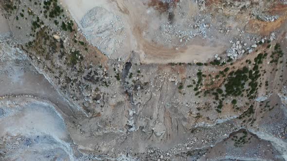 Aerial View of a Gypsum Quarry Mine on the Coast of Crete, Greece